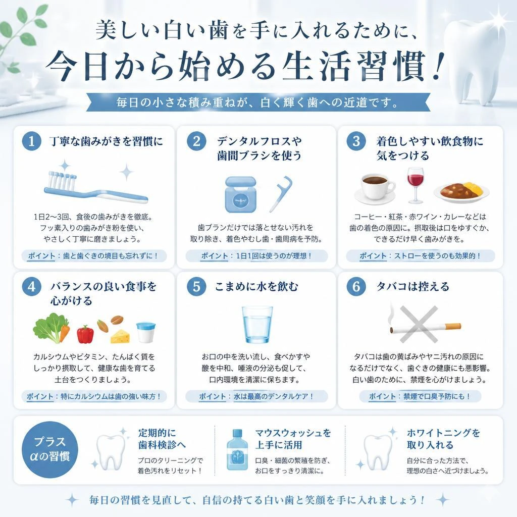 美しい白い歯を手に入れるために、今日から始める生活習慣！